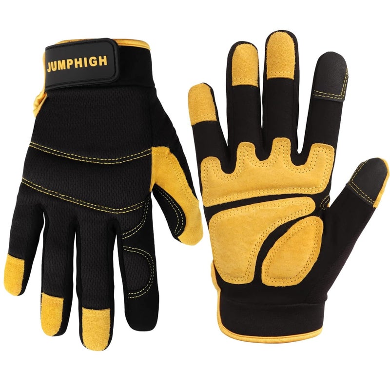 JUMPHIGH Work Gloves for Men, Multi-Functional Light Duty Mechanic Gloves, Outdoor, Performance Fit, Touch Screen, Abrasion Resistant (XL) - Image 1